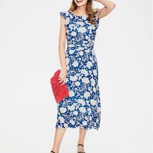 Boden Blue and White Floral Midi Dress